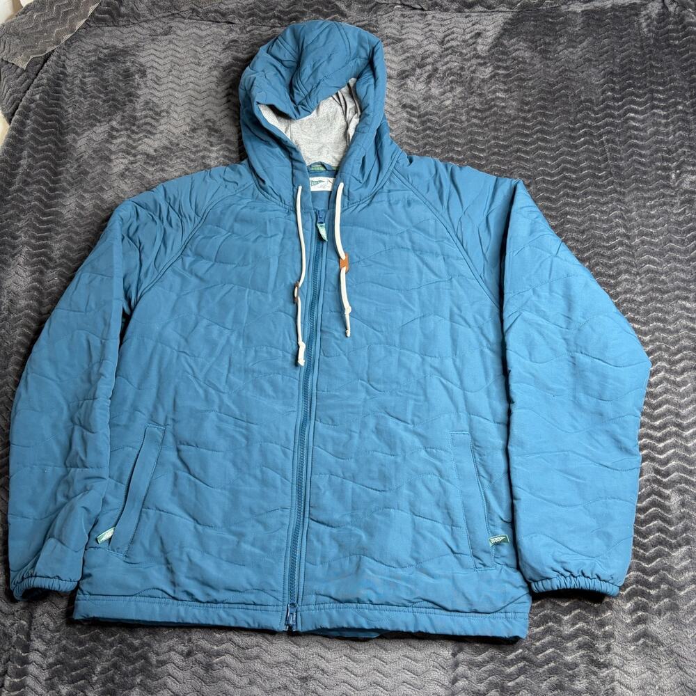 Wellen Quilted Hooded Full Zip Recycled Nylon Jacket indigo size L